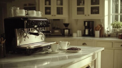 Elegant Coffee Machine in Stylish Kitchen Setting