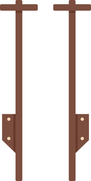 recommend clip art: This vector illustration features a pair of wooden jumping stilts, perfect for representing concepts of childhood, play, and outdoor fun