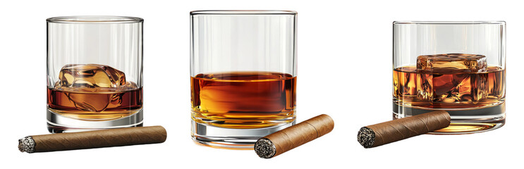 PNG Whisky and Cigar Pairing for Enjoyment Isolated on Transparent Background