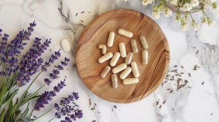 Fototapeta premium Natural Supplements and Flowers