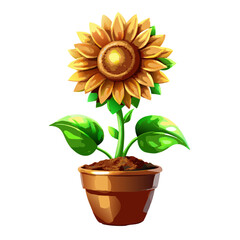 Obraz premium Vibrant yellow sunflower in full bloom, with bright petals radiating around a dark brown center, set against a lush green background, symbolizing warmth, positivity, and the beauty of nature.