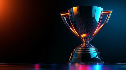 Futuristic Chrome Trophy on a Dark Background