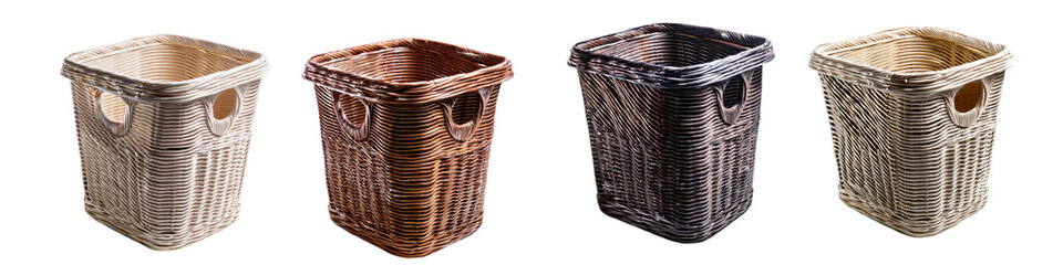 Obraz premium Wicker basket made from natural material isolated on transparent background
