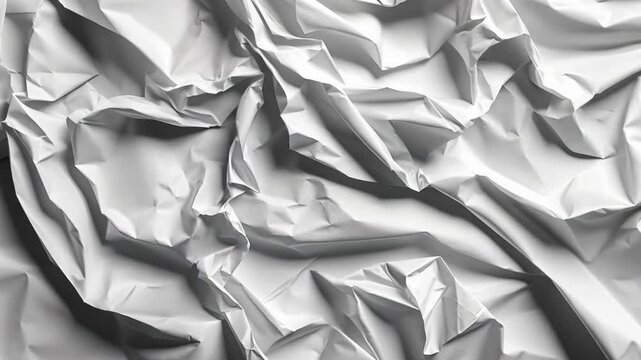 A close-up of crumpled white paper, showing the texture and detail of the creases