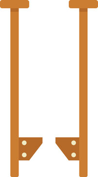 recommend clip art: This vector illustration shows a pair of wooden stilts standing tall, ready for an entertainer to use them