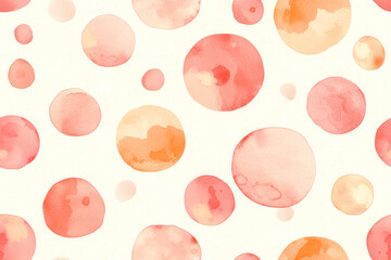 Seamless pattern of watercolor Peach circles, dots.