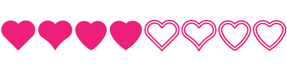 Pink heart icons set vector, Set of love symbols isolated in white background suit for valentine