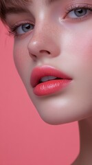 Naklejka premium Close-Up of Beautiful Model with Glossy Lips