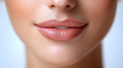 Fototapeta premium Close-up of Beautiful Lips with Natural Makeup