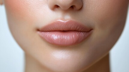 Naklejka premium Close-up of Beautiful Soft Lips with Glossy Finish