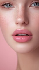 Fototapeta premium Close-Up of Beautiful Woman's Face with Glossy Lips