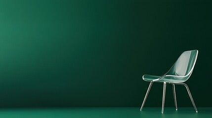   A white chair rests atop a green carpet alongside a wooden chair
