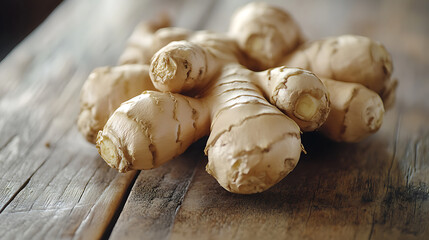 ginger isolated on a wooden table