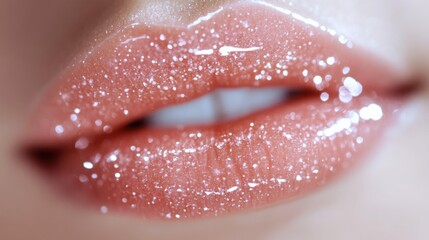 Fototapeta premium Sparkling Glossy Lips Close-Up