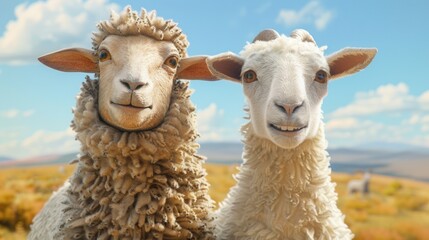 Fototapeta premium Sheep and Goat Portrait