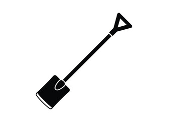 Square spade shovel. Simple illustration in black and white.