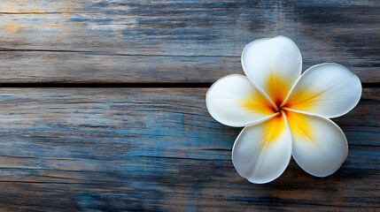 Fototapeta premium frangipani flower isolated on a wooden table