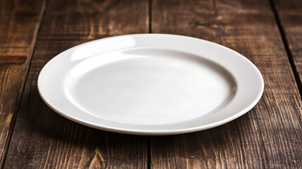 empty plate isolated on a wooden table