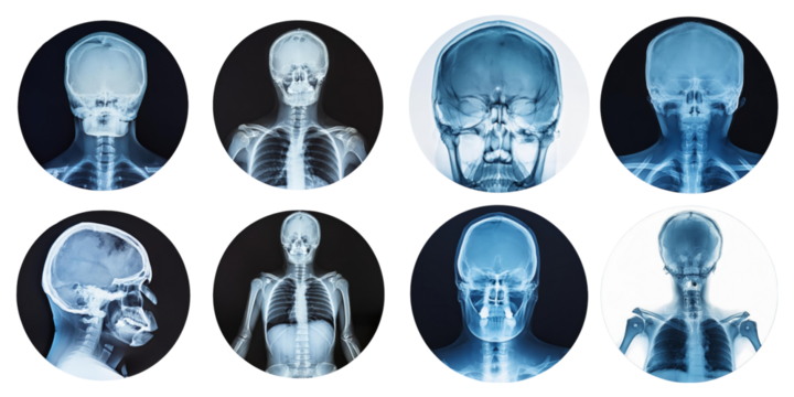 Detailed X-ray Images of Human Anatomy, PNG collection, set bundle, isolate on transparent or white background