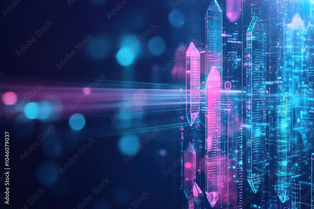 Aufkleber Crystals reflecting light beams of data insights, top view, showing how big data informs decisions, technology tone, Splitcomplementary color scheme