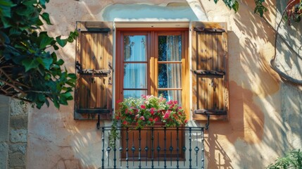 Window with Shutters and Flowers