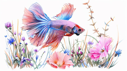 Fototapeta premium アクアリウムと熱帯魚,背景素材,水槽,ペット,飼育,金魚,ベタ