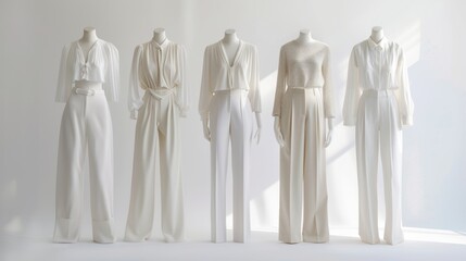 White Fashion Outfits on Mannequins