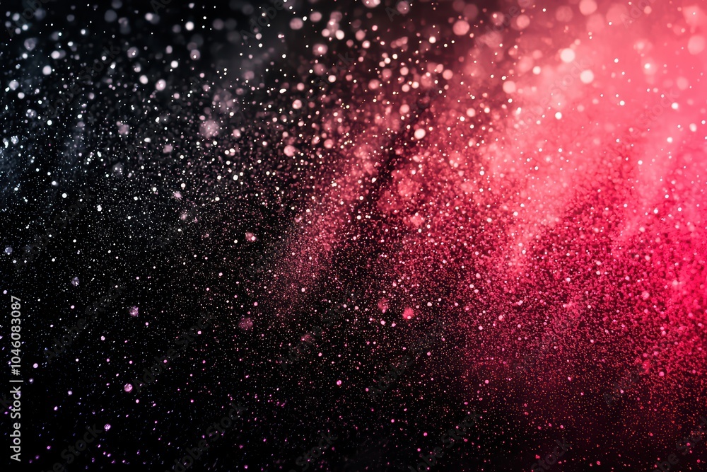 Poster colorful dust particles on a dark background creating a vibrant abstract pattern.