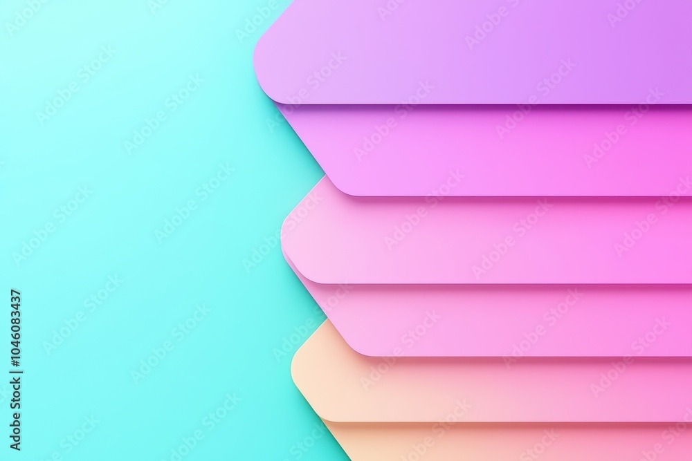 Poster colorful layered shapes on a soft gradient background, perfect for modern design projects.