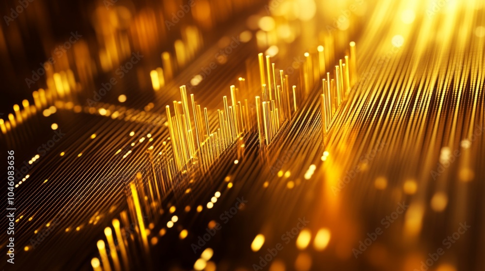 Poster golden abstract pattern with light and lines