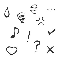 感情マークの手描き線画あしらいセット