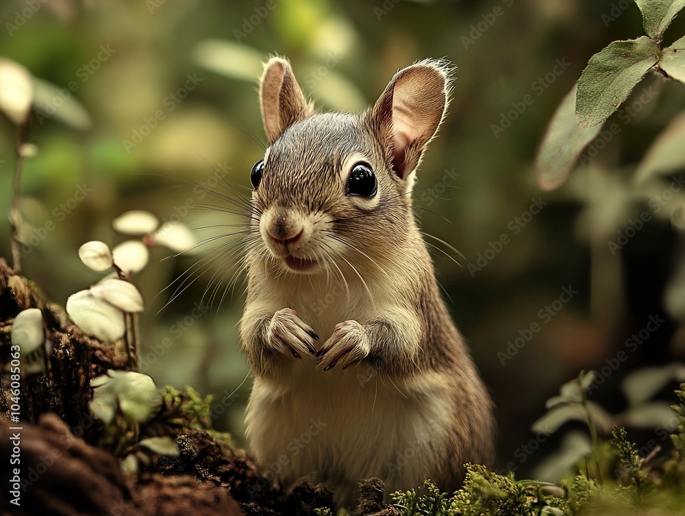 Canvas Prints Adorable Squirrel in a Lush Forest Setting