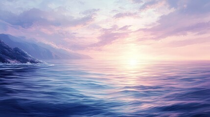 Obraz premium Tranquil seascape with pastel twilight colors and serene water reflections