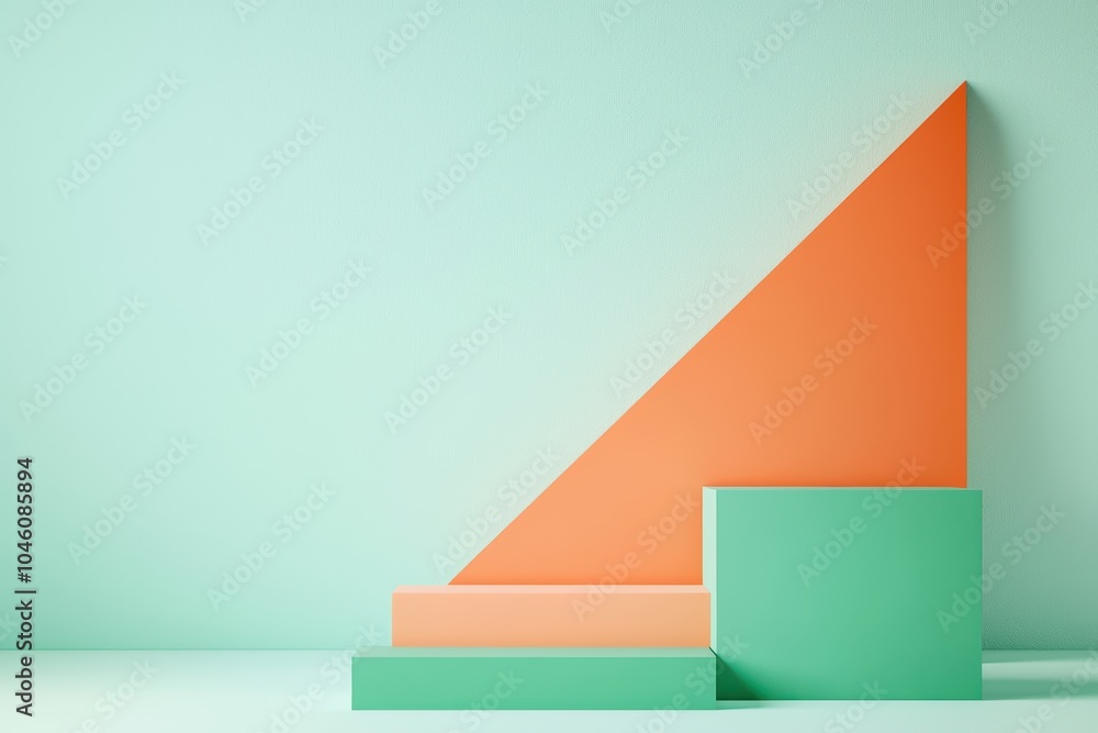 Aufkleber geometric shapes in pastel colors creating a modern abstract background.