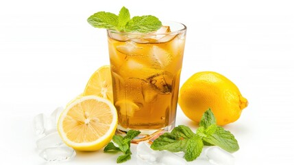 Fototapeta premium Refreshing Iced Tea with Lemon and Mint