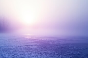 Mysterious foggy landscape at dawn with soft pastel colors and a calming atmosphere.