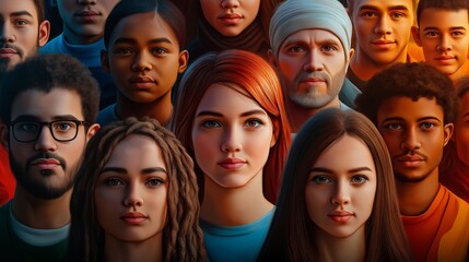 Obraz premium happy multiethnic group of people smiling