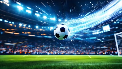 Soccer Ball in Motion at Stadium - Speed and Action