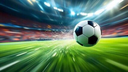Soccer Ball in Motion at Stadium - Speed and Action