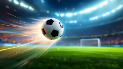Soccer Ball in Motion at Stadium - Speed and Action