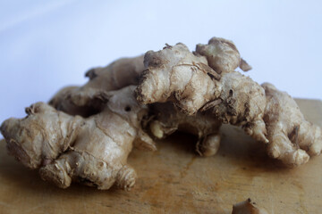 ginger root on wooden table