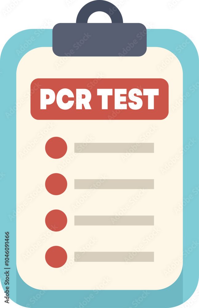 Poster clipboard showing pcr test results with multiple checkboxes for analysis and diagnostics