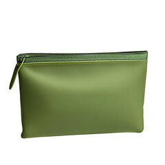 Sleek green zippered pouch in a minimalist style, perfect for travel or daily use, offering both functionality and style.