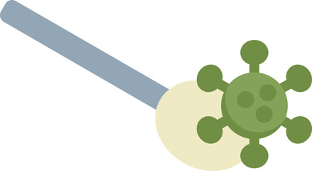 Medical cotton swab taking sample of green virus for analysis
