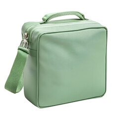 Elegant mint green lunch bag with handle and zipper. Stylish and functional, perfect for carrying meals. Ideal for school or office use.