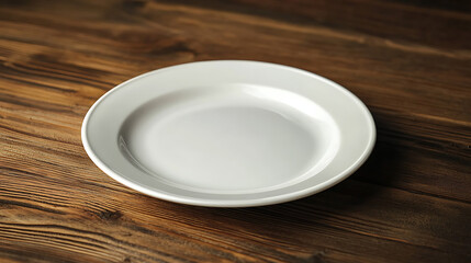 Empty plate isolated on a wooden table