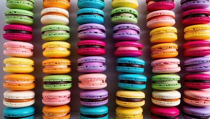 colorful macaroons on table