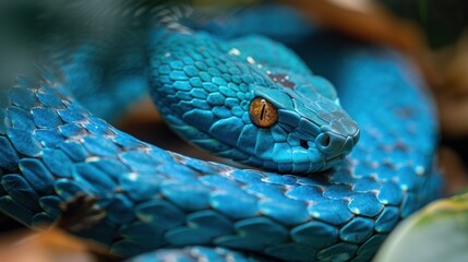 Fototapeta premium Close-up of a Blue Viper Snake