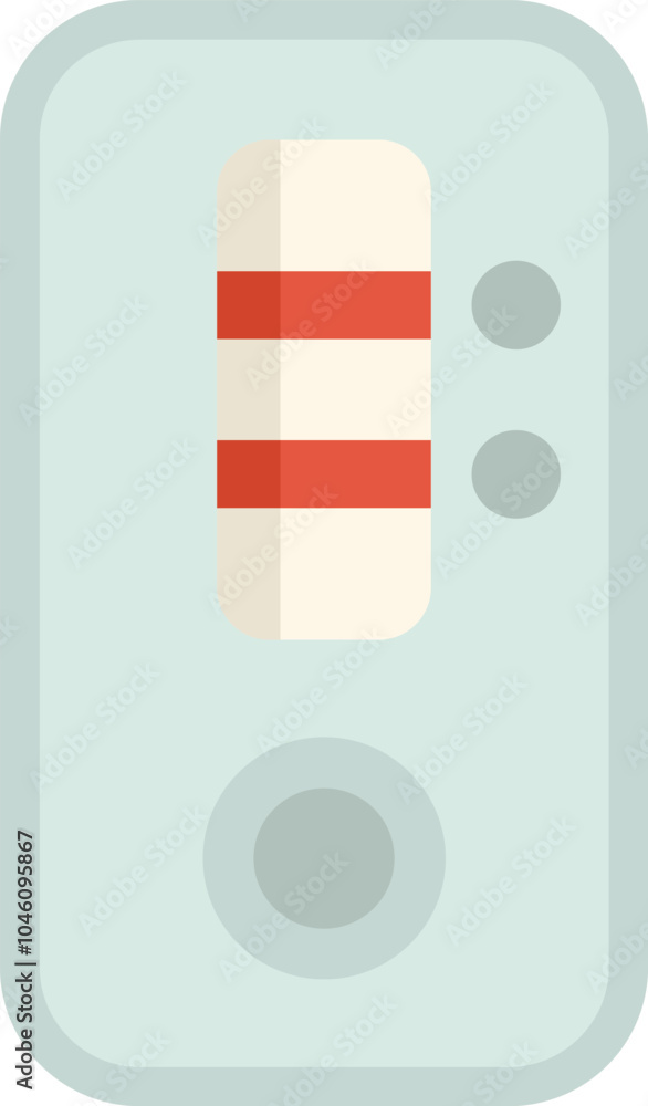Poster illustration of a positive result rapid antigen test showing two red lines for detecting virus