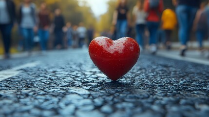 Heart Symbol on Urban Street during Busy Day